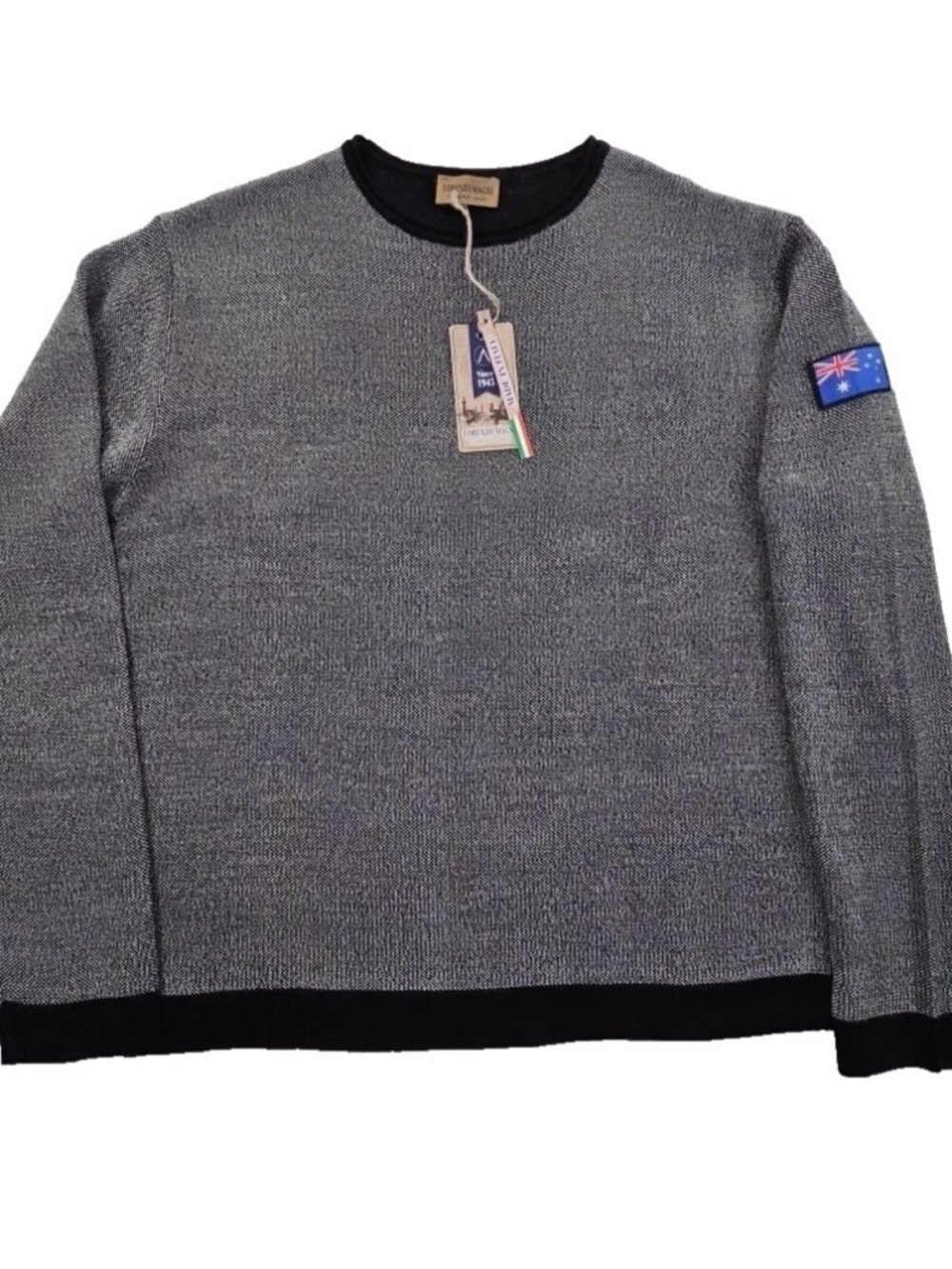 Lorenzo Magni Australian‎ Flag Sweater Men's XL Black White NEW Wool Blend Italy